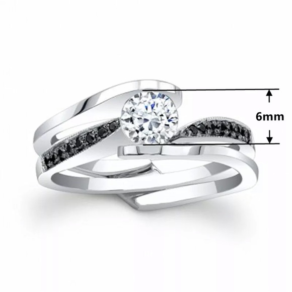 Round Cut Cubic Zirconia Wedding Rings Luxury 925 Silver Jewelry Women - Picture 5 of 6